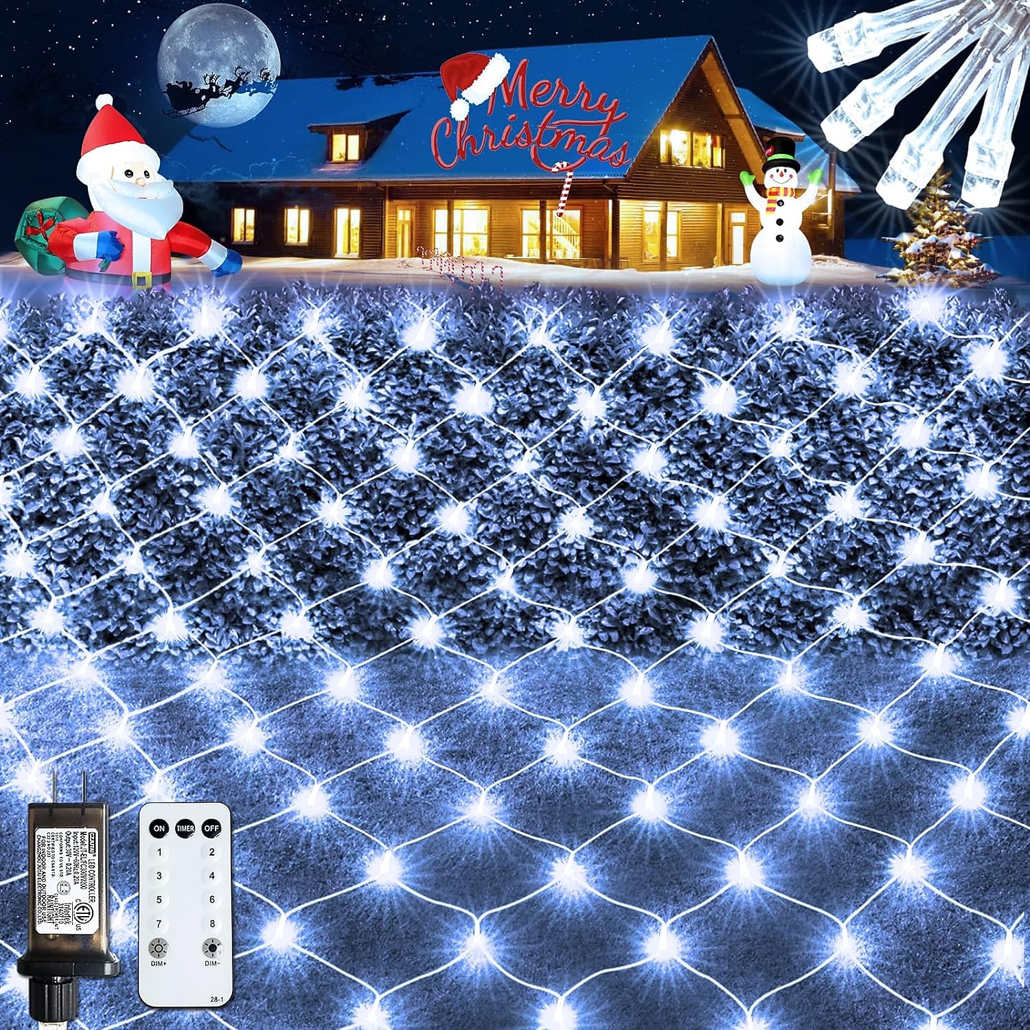 julepynt nettlys lavspent sikkerhetsplugg 8 funksjon fjernkontroll bryllup ferie halloween innendørs og utendørs dekorasjon 6 * 4m 672led/3 * 2m 192led/1,5 * 1,5m-96led 2025 - $37.99 –P10