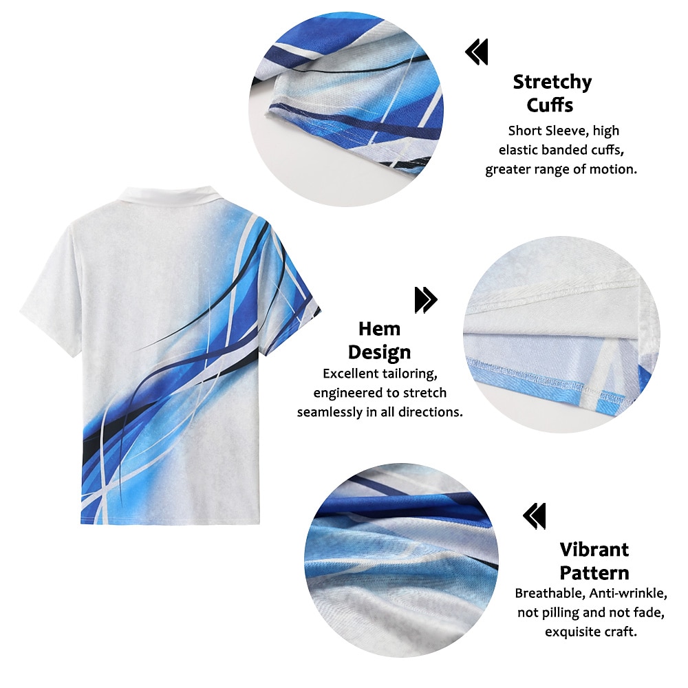Homens Geométrica Camisas Polo Camisa de golfe Manga Curta Camisas polo Camisas de colarinho Business casual Roupas de férias Traje formal Roupas para festivais Botões Impressão 3D Amarelo Claro de 2025 por $22.99 –P2