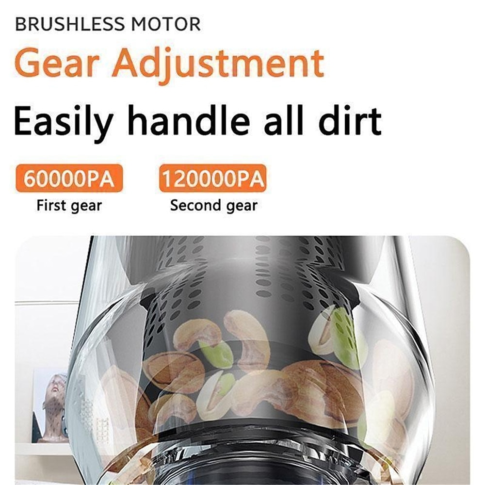 120000PA Wireless Powerful Car Vacuum Cleaner Brushless Motor 2 Gear Power Adjustment Multifunction Cleaning Machine Car Accessories Home Auto Cordless Cleaner Home Appliance for Car Home 2026 - $52.99 –P10