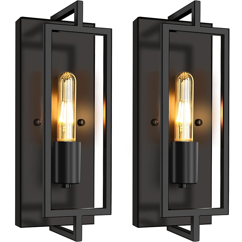 teollinen musta seinävalaisin seinävalaisin maalaismainen vintage seinävalaisin e26-jalustalla, maalaistalon metalli maalaistyylinen seinävalaisin, moderni sisäseinävalaistus kiinteästi 110-240v 2026 - $66.99 –P5