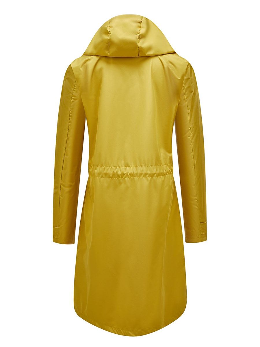 Dam Trenchcoat Utomhus Gata Dagligen Höst Vinter Lång Täcka Normal Regnsäker Håller värmen Andningsfunktion Stylish Nutida Ledigt Jacka Långärmad Slät Snörning Med fickor Svart Gul Vin 2025 - $62.99 –P4