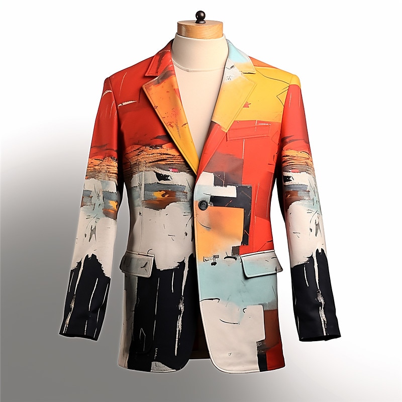Herren Farbblock Geometrie Langarm Umlegekragen Geschäftlich Abstrakt Arbeit Büro-Outfit Ausgehen Knöpfe Druck Mehrere Taschen 2025 - $73.99 –P2