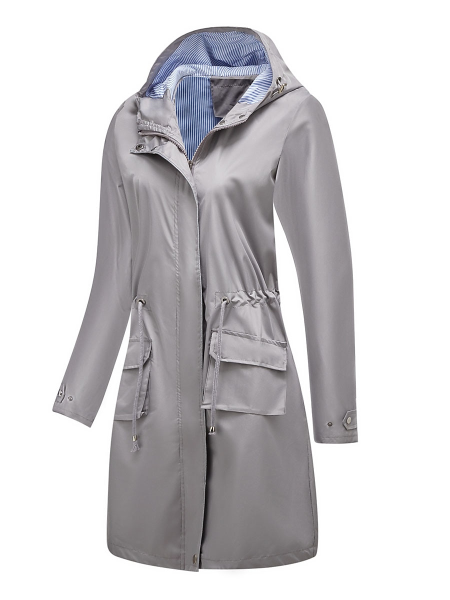 Dam Trenchcoat Utomhus Gata Dagligen Höst Vinter Lång Täcka Normal Regnsäker Håller värmen Andningsfunktion Stylish Nutida Ledigt Jacka Långärmad Slät Snörning Med fickor Svart Gul Vin 2025 - $62.99 –P13