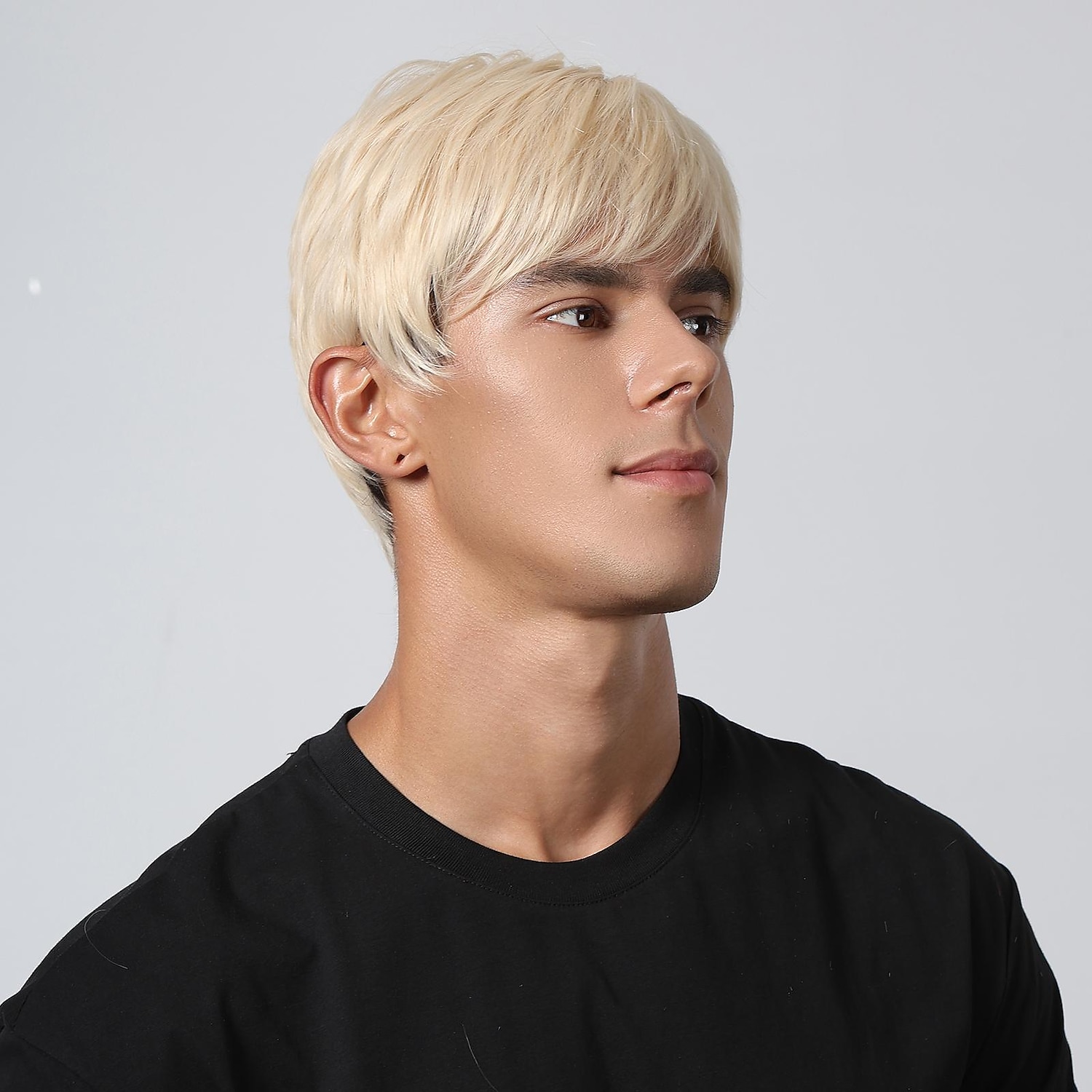 Synthetische Perücke, verworrener gerader Mittelteil, geschichteter Haarschnitt, maschinell hergestellte Perücke, 20,3 cm, hellgoldenes Kunsthaar, Herren, Cosplay, Party, Mode, blond, 2025 - $28.99 –P6