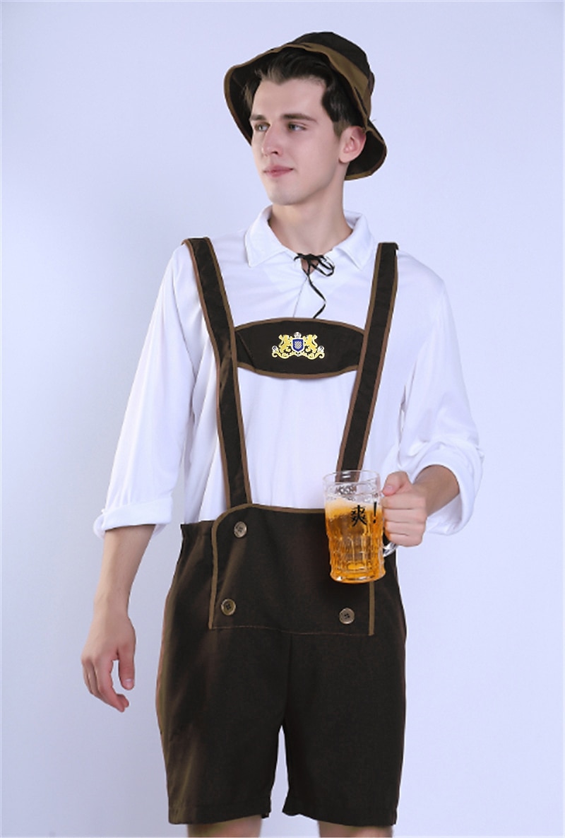 Oktoberfest-olut Asu Pusero / hame nahkahousuista Baijerin pariskunta Oktoberfestin pari Saksa München Niityt Miesten Perinteinen tyyli kangas Toppi Shortsit Hattu 2025 - $40.99 –P4