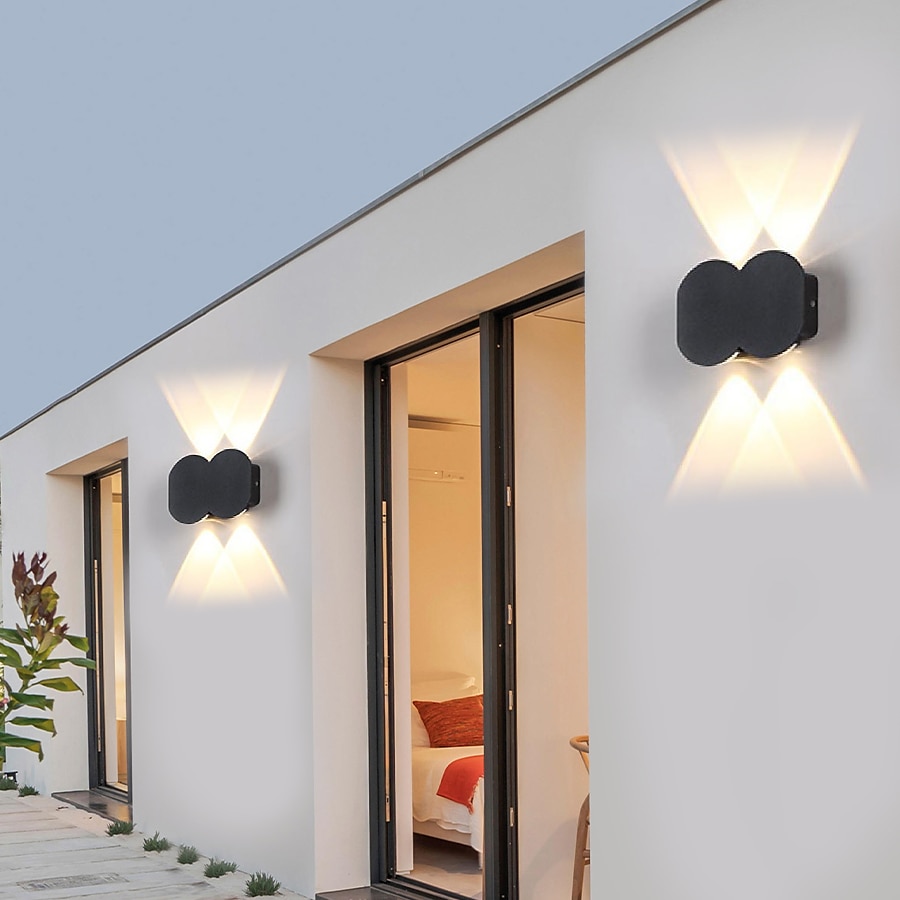 lampada da parete a led per esterni 2w 4w 6w 8w illuminazione su / giù lampada da parete per interni a doppia testa curva impermeabile ip65 lampada da camera moderna ac85-265v del 2025 a $16.49 –P4
