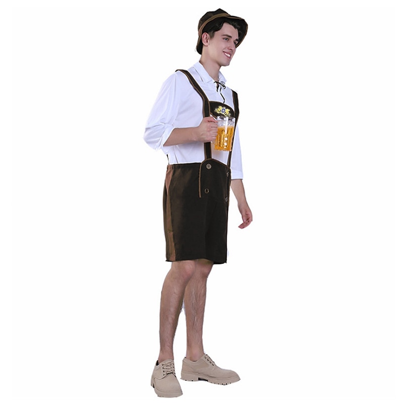 Oktoberfest-olut Asu Pusero / hame nahkahousuista Baijerin pariskunta Oktoberfestin pari Saksa München Niityt Miesten Perinteinen tyyli kangas Toppi Shortsit Hattu 2025 - $40.99 –P7