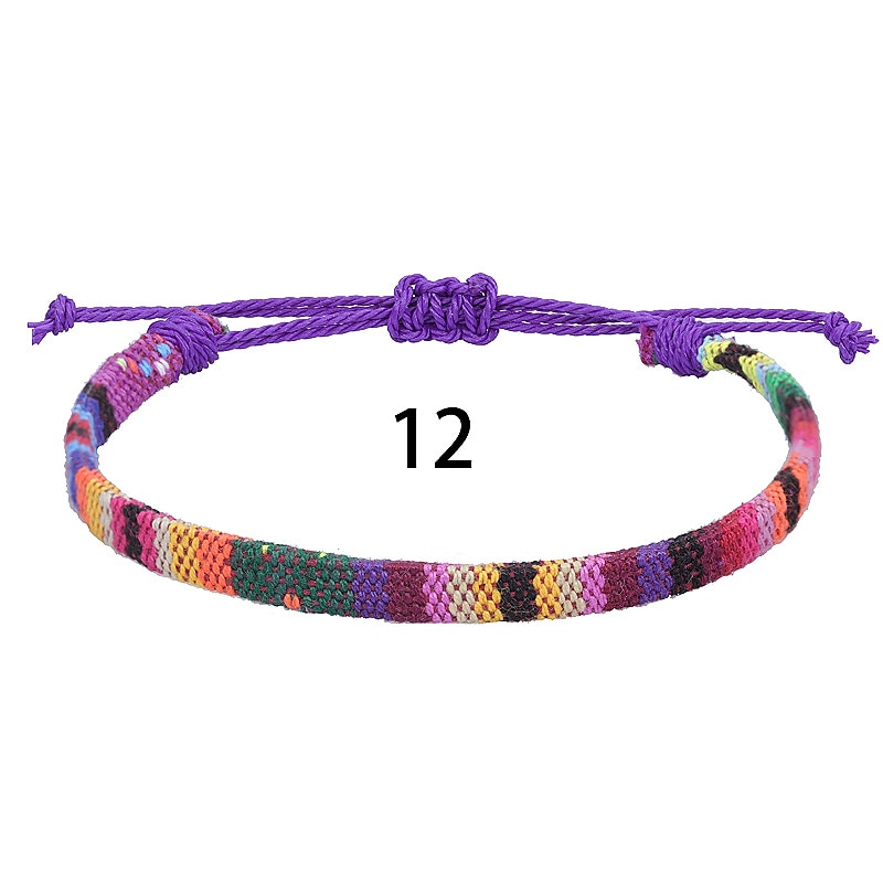 5 pezzi casuali di vendita calda in tessuto di cotone e lino in stile nepalese, catena alla caviglia arcobaleno, corda per caviglia per attività versatile e colorata del 2025 a $14.99 –P17
