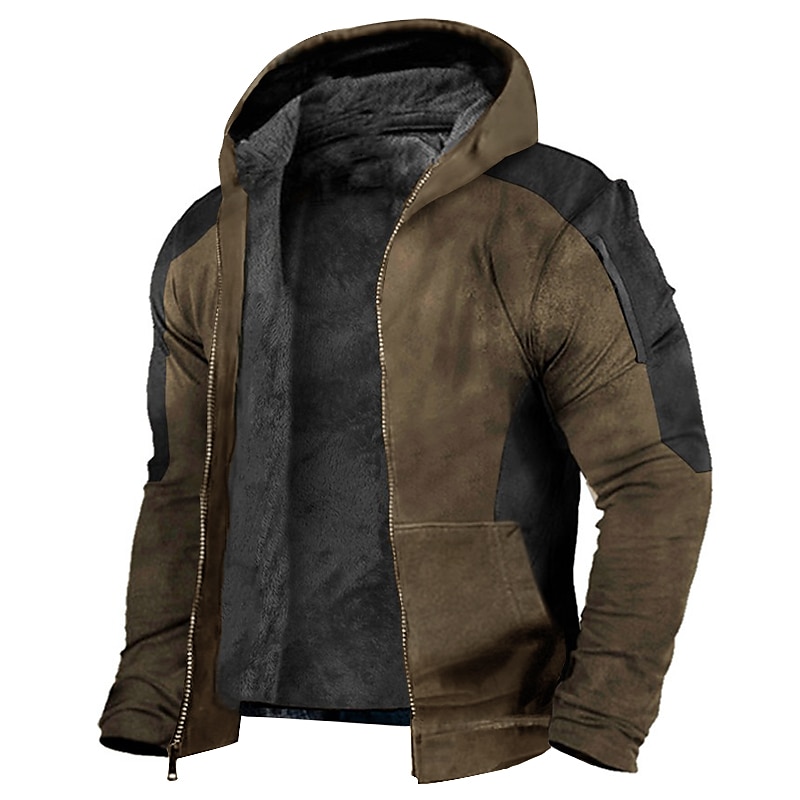 Hombre Sudadera con cremallera Sudadera con capucha y cremallera completa La chaqueta con capucha Chaqueta deportiva Sherpa difuso Azul Piscina Verde Oscuro Marrón Con Capucha Bloque de color Cerrar 2025 - $42.99 –P3