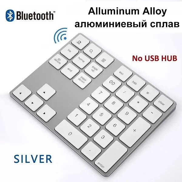 Aluminum Alloy Bluetooth Wireless Numeric Keypad with USB HUB Digital Input Function for WindowsMac OSAndroid laptop PC 2025 - $55.99 –P8