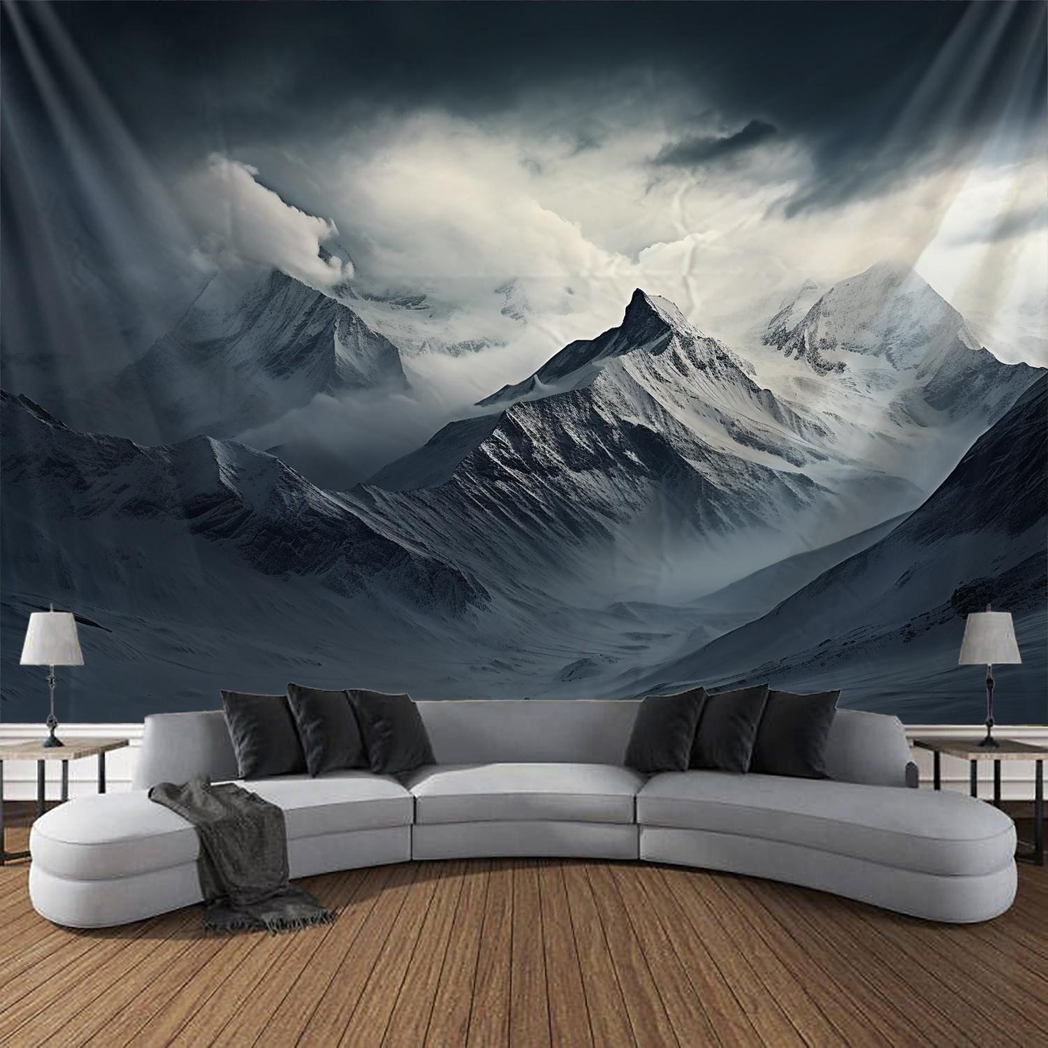 Tapiz colgante de montaña nevada, arte de pared, tapiz grande, decoración mural, fotografía, telón de fondo, manta, cortina, decoración para el hogar, dormitorio y sala de estar 2026 - $20.99 –P4