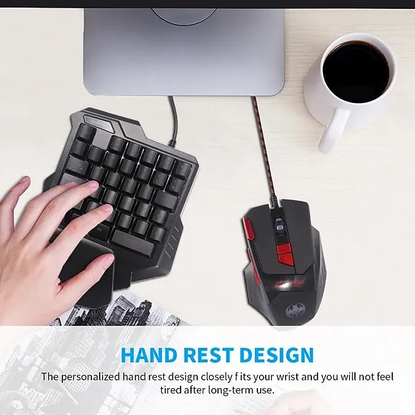 Мини-красочная игровая клавиатура с RGB-подсветкой для одной руки, удобная игровая клавиатура и мышь для левой руки для lol cs pc ps4 xbox gamer 2025 - $39.99 –P5