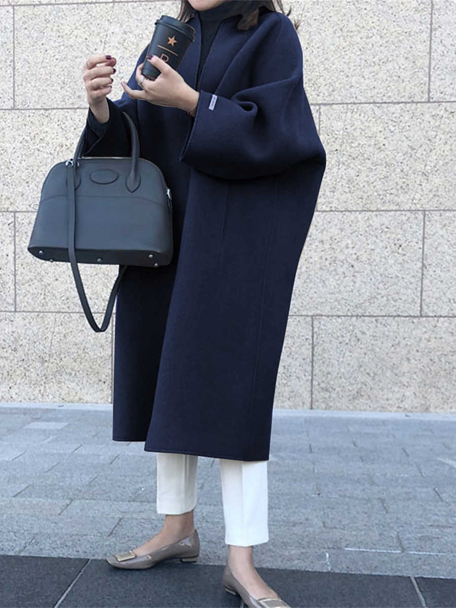 Per donna Cappotto Tenere al caldo Traspirante Tasche Oversize Di tendenza Stile retrò Moderno Stile di strada Tinta unica Esterno Strada Shopping Da tutti i giorni Cardigan Lungo Girocollo Standard del 2025 a $52.99 –P4