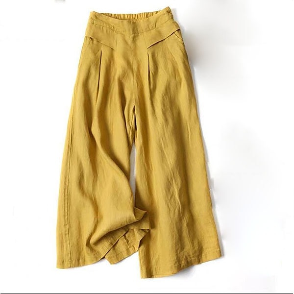Women's Normal Wide Leg Classic Flowy Full Length Natural Wide Leg Classic Basic Inelastic Causal Daily Wear Black White Yellow Navy Blue Fall Winter Loose Fit 2025 - $24.99 –P7