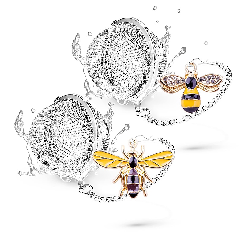 2 pezzi infusore per tè tè sfuso più ripido in acciaio inossidabile palla da tè a maglia fine infusori per tè a foglia sfusa ciondolo carino diffusore per tè con ape miele & il ragno incanta il colino del 2025 a $11.99 –P2