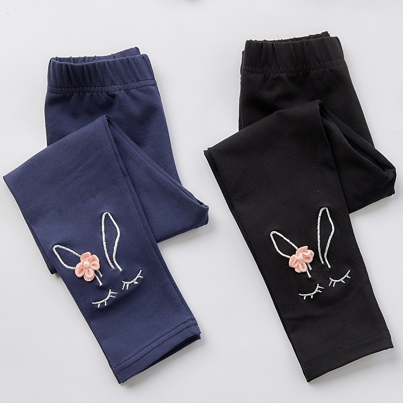 Leggings Enfants Fille Couleur unie Actif Ruché Ecole Coton 3-7 ans Printemps Noir Blanche Rose Claire de 2025 ? $5.49 –P9