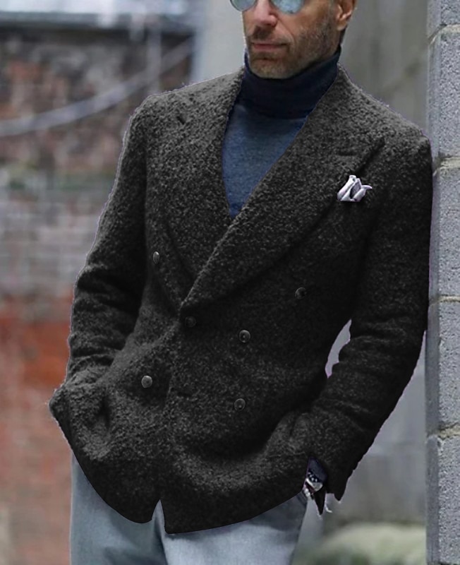 Homens Jaqueta Blazer Colar de fechamento Moda Casual Cor Sólida Exército verde Roxo Marron Moderno Seis botões de peito duplo de 2025 por $86.99 –P7