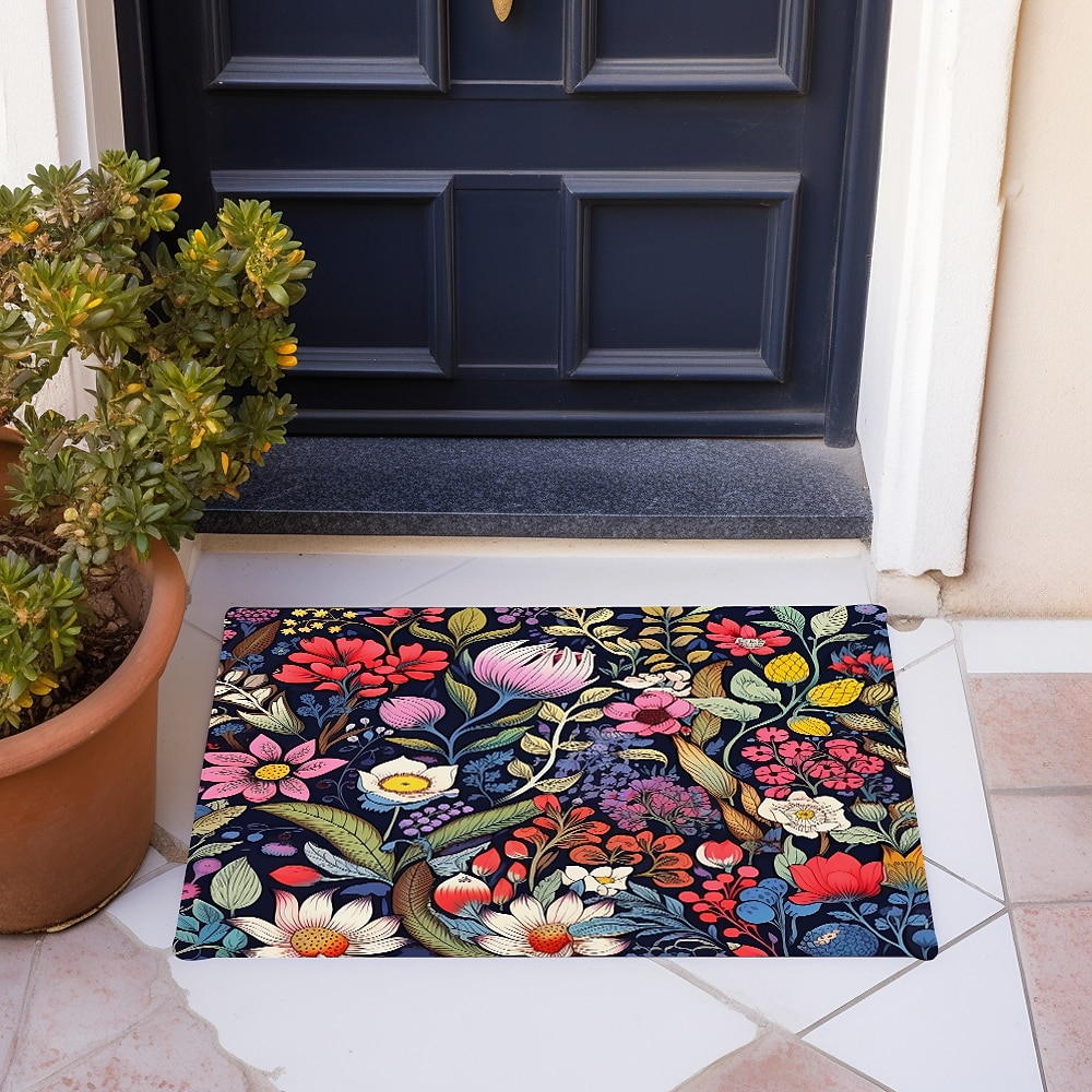 Colorful Floral Doormat Floor Mats Washable Rugs Kitchen Mat Non-Slip Oil Proof Rug Indoor Outdoor Mat Bedroom Decor Bathroom Mat Entrance Rug 2025 - $16.99 –P4