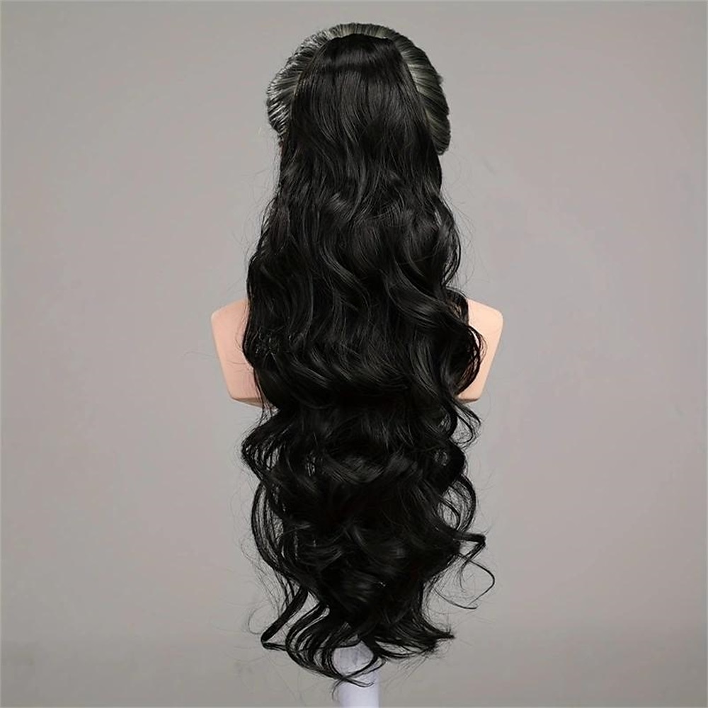 queue de cheval griffe extensions de queue de cheval longues ondulées clip synthétique dans les extensions de cheveux élégant naturel à la recherche d'un usage quotidien de 2025 ? $11.99 –P4