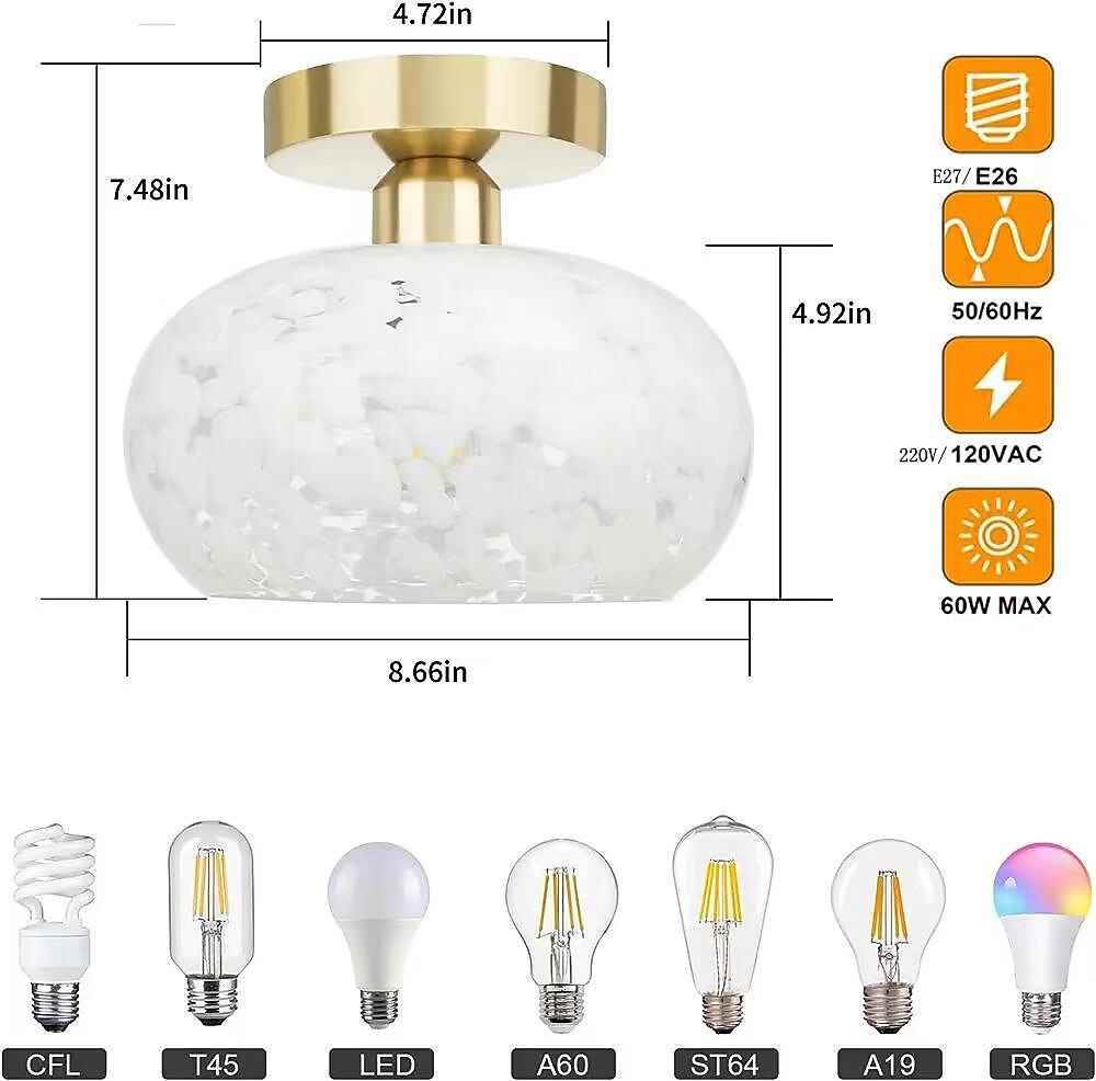 plafoniera in vetro semi-incasso plafoniera per camera da letto soggiorno corridoio cucina, moderna lampada a tamburo vicino al soffitto 110-240v del 2026 a $115.99 –P4