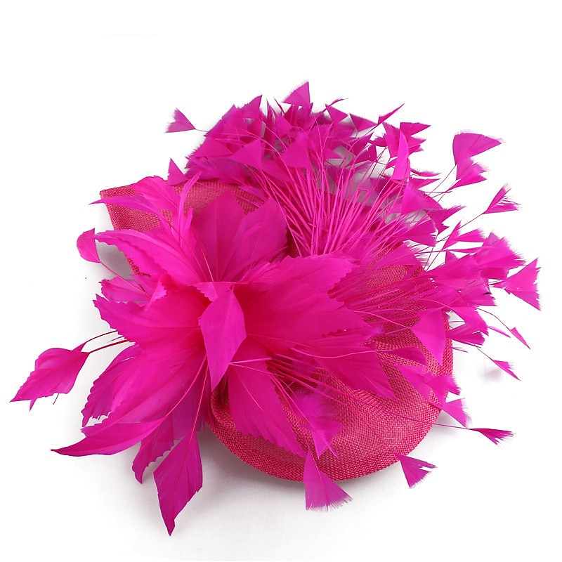 fascinators sinamay Häät Teekutsut Kentucky Derby Hevoskilpailu Naisten päivä Vintage Muoti Käsintehty Kanssa Sulilla Päähine Päähineet 2025 - $29.99 –P3