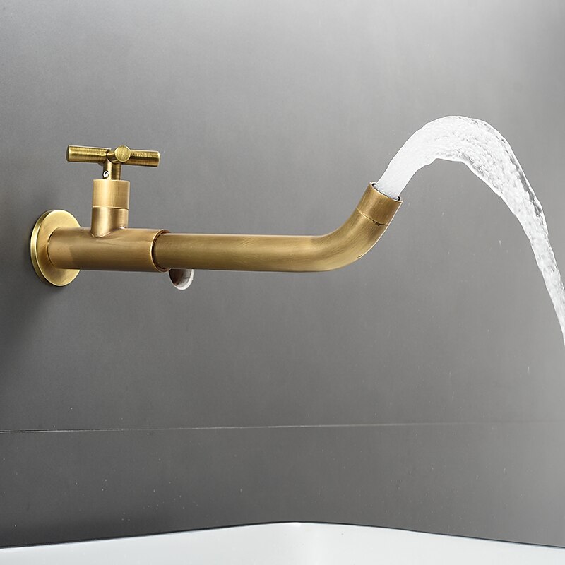 Wall Mounted Bathroom Sink Faucet, Brass Constructed Single Handle One Hole Long Reversible Spout Bath Mixer Taps for Bathroom Sink Tall Vessel in Black Chrome Antique Brass Silver 2025 - $77.99 –P18