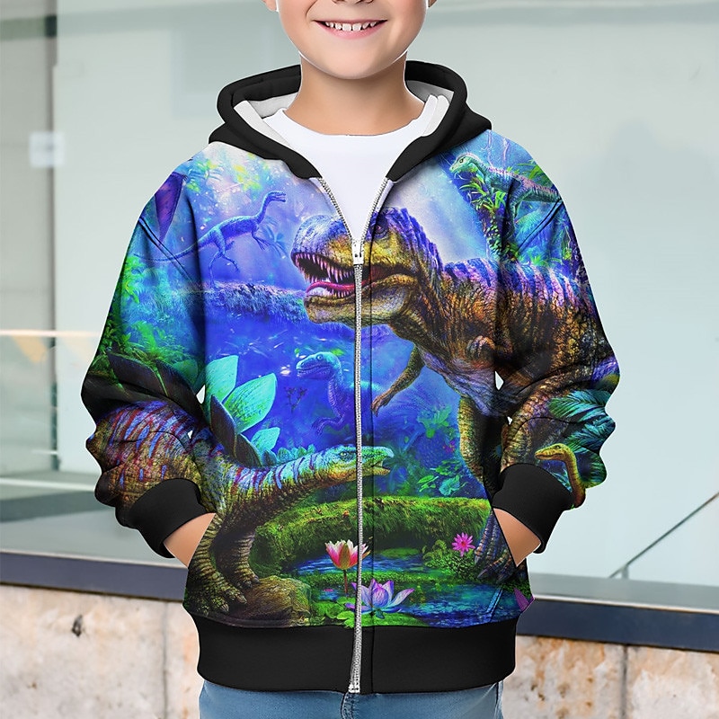 Pojkar 3D Dinosaurie Huvtröja Kappa Ytterkläder Långärmad 3D-tryck Höst Vinter Mode Streetwear Häftig Polyester Barn 3-12 år Utomhus Ledigt Dagligen Normal 2025 - $18.49 –P3