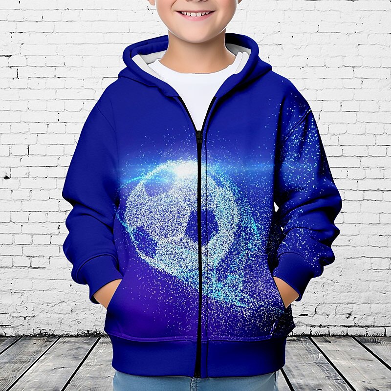 Pojkar 3D Fotboll Huvtröja Kappa Ytterkläder Långärmad 3D-tryck Höst Vinter Mode Streetwear Häftig Polyester Barn 3-12 år Utomhus Ledigt Dagligen Normal 2025 - $18.49 –P4