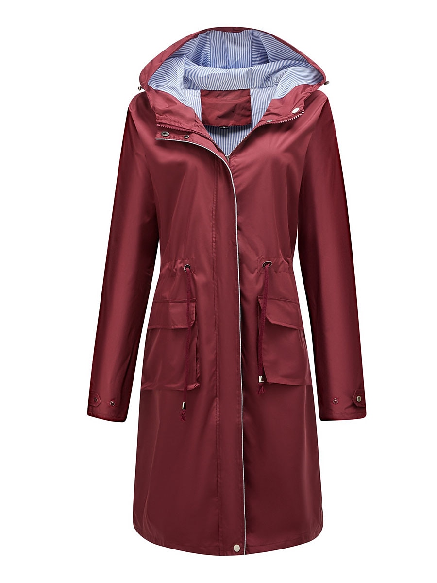Dam Trenchcoat Utomhus Gata Dagligen Höst Vinter Lång Täcka Normal Regnsäker Håller värmen Andningsfunktion Stylish Nutida Ledigt Jacka Långärmad Slät Snörning Med fickor Svart Gul Vin 2025 - $62.99 –P14