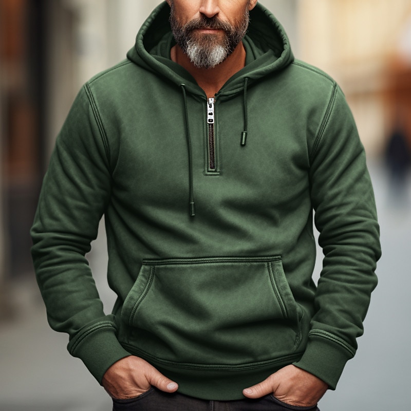 Hombre Sudadera Sudadera con capucha y cremallera de un cuarto Negro Verde Ejército Azul Marino Marrón Con Capucha Plano Bolsillo Deporte Diario Festivos Poliéster Ropa de calle Fresco Casual 2025 - $26.99 –P3