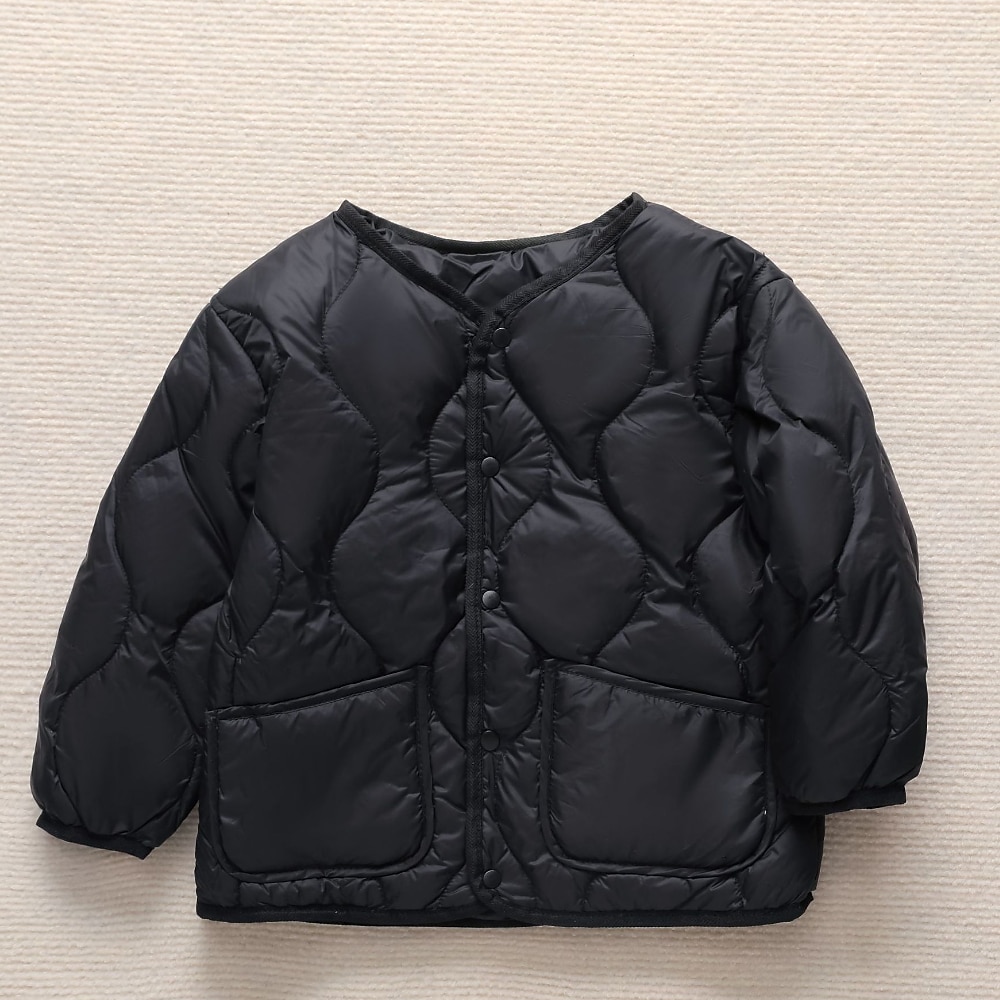 Kids Girls' Puffer Jacket Solid Color Active Button School Coat Outerwear 3-10 Years Spring Black White Yellow 2025 - $52.99 –P5