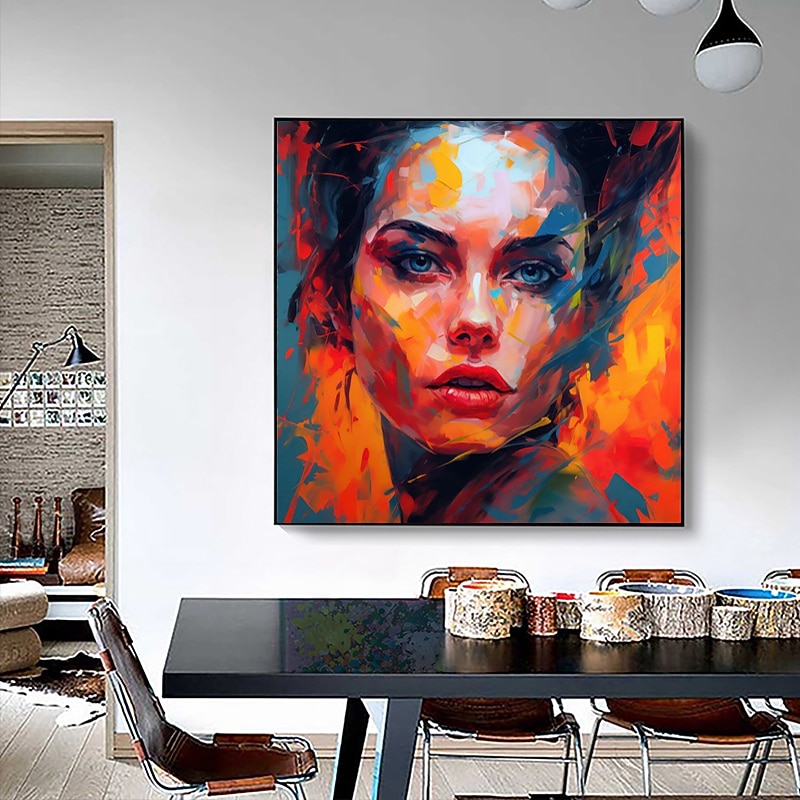 Best on Canvas Handmade Abstract Portrait Oil Painting The Hot Color Hand-Painted Knife David Palette Woman Face Oil Paintings 2025 - $123.99 –P6