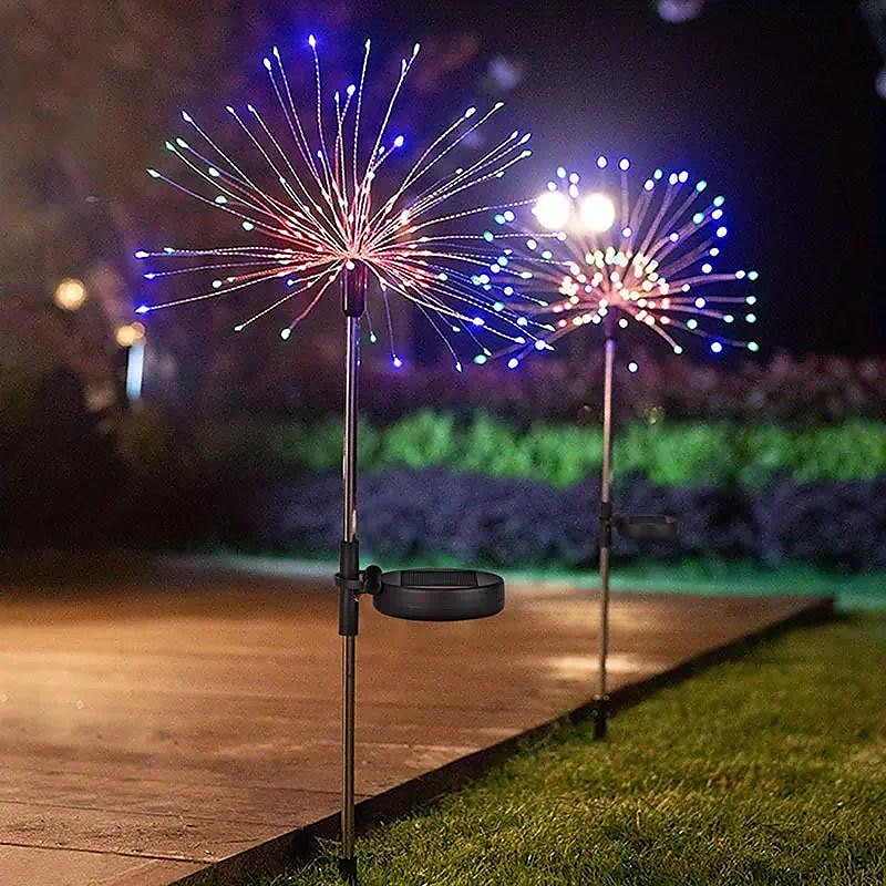 1 confezione di fuochi d'artificio decorativi natalizi a 8 funzioni ad energia solare, luce da prato montata a pavimento, matrimonio festivo, lampada decorativa impermeabile per esterni di Halloween del 2025 a $18.99 –P9