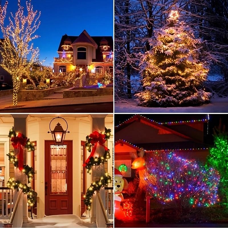lumini solare de Crăciun în aer liber – 30-1000 LED-uri sârmă verde, 8 moduri rezistente la apă pentru pomul de Crăciun, petrecere în grădină 2025 - $11.49 –P2