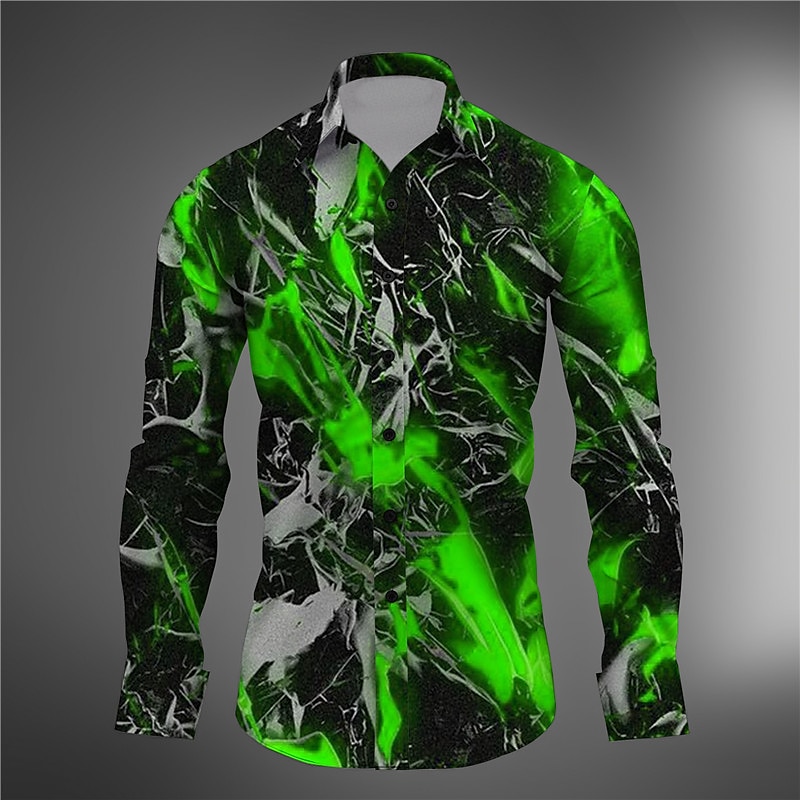 Homme 3D Print Formes Géométriques Chemise Chemise boutonnée manche longue Abstrait Usage quotidien Sortie Fin de semaine Automne hiver Col rabattu Imprimer Bouton bas Jaune Rouge Bleu Violet Vert de 2025 ? $26.99 –P2
