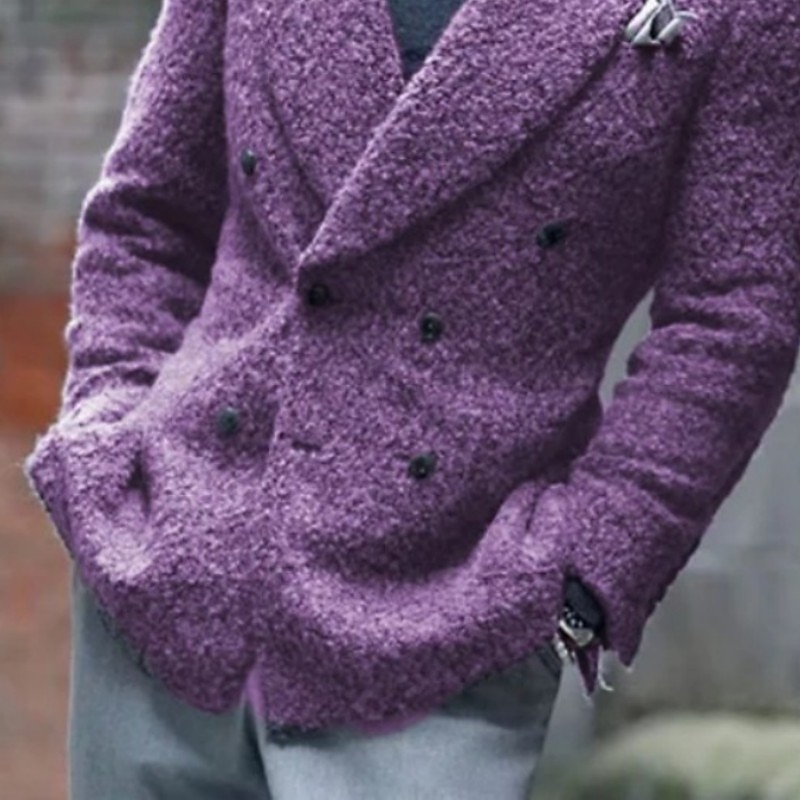 Homens Jaqueta Blazer Colar de fechamento Moda Casual Cor Sólida Exército verde Roxo Marron Moderno Seis botões de peito duplo de 2025 por $86.99 –P4