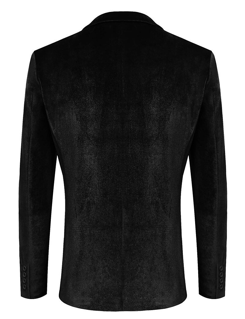Men's Velvet Blazer Blazer Business Formal Evening Wedding Party Fashion Casual Spring &  Fall Polyester Plain Pocket Casual / Daily Single Breasted Two-button Blazer Black Red Blue Purple 2025 - $46.99 –P9