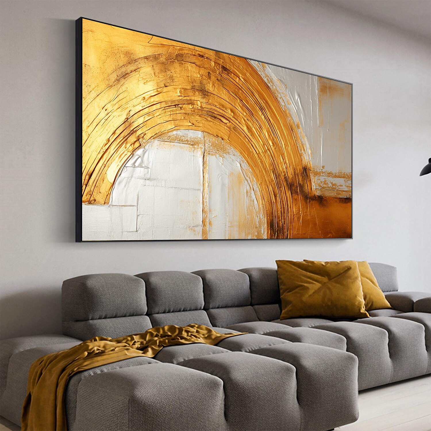 Handmade Oil Painting Canvas Wall Art Decor Original Skiing Gold Texture for Home Decor With Stretched Frame/Without Inner Frame Painting 2025 - $158.99 –P6