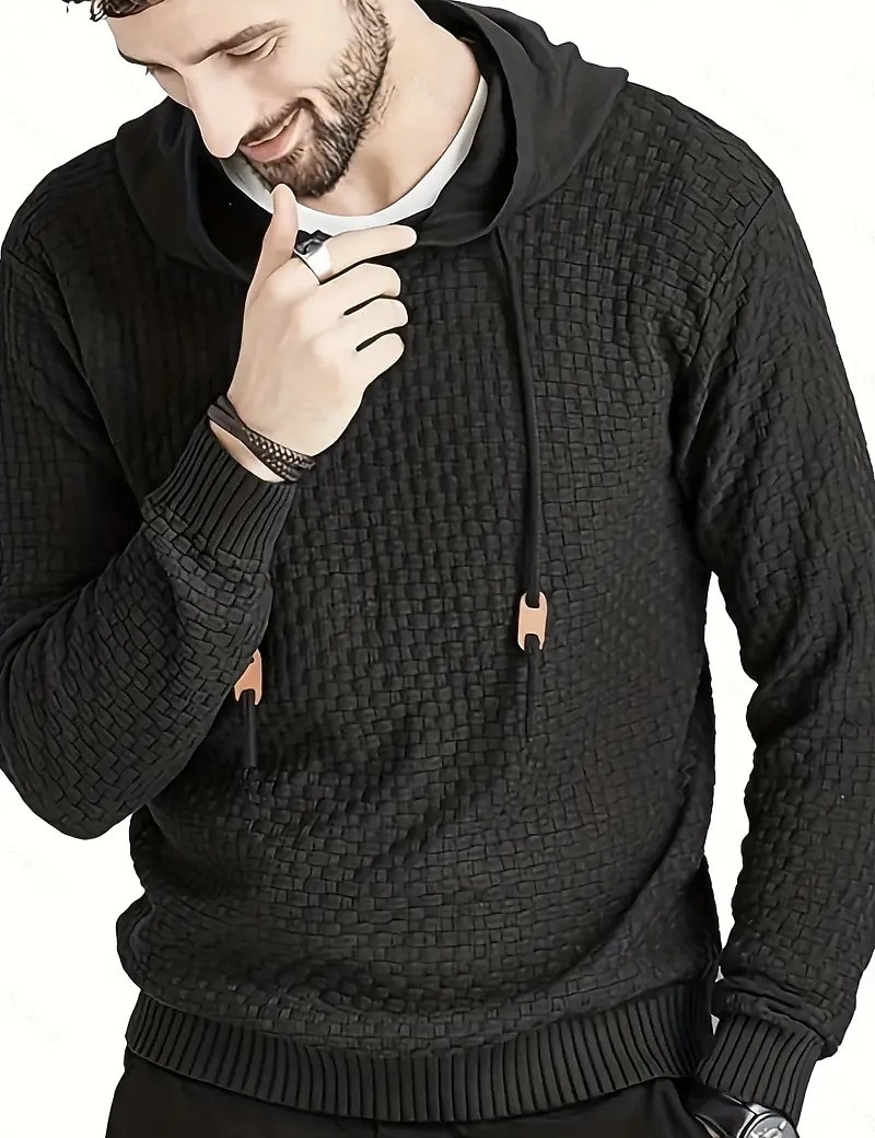 Per uomo Pullover Maglione A coste Maglia Standard A cordoncino Classico Liscio Con cappuccio Contemporaneo moderno Ufficio Da tutti i giorni Abbigliamento Inverno Nero Beige M L XL del 2026 a $19.99 –P9