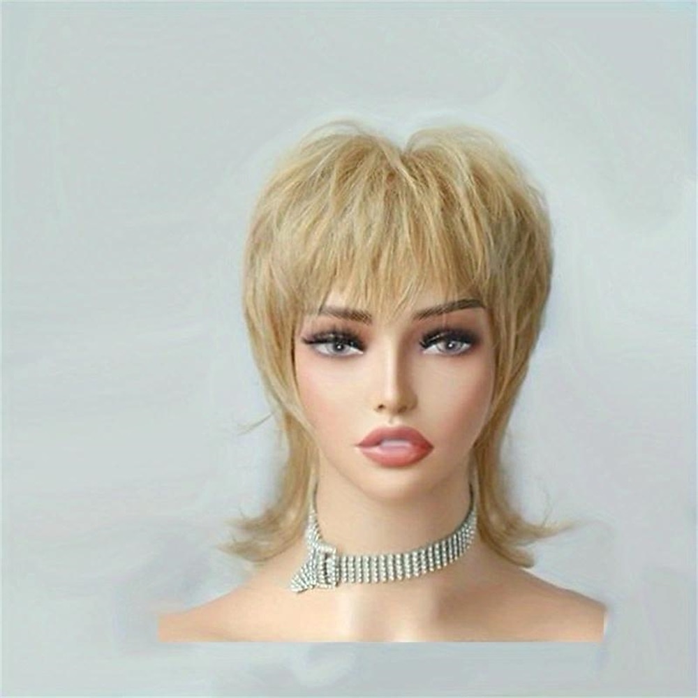 korte blonde pruik shaggy gelaagde jaren 80 mul pruik pixie-cut pruik met pony krullend synthetisch natuurlijk nep haar vervangende pruiken voor vrouwen dagelijks feest cosplay kostuum gebruik 2026 - $17.49 –P16