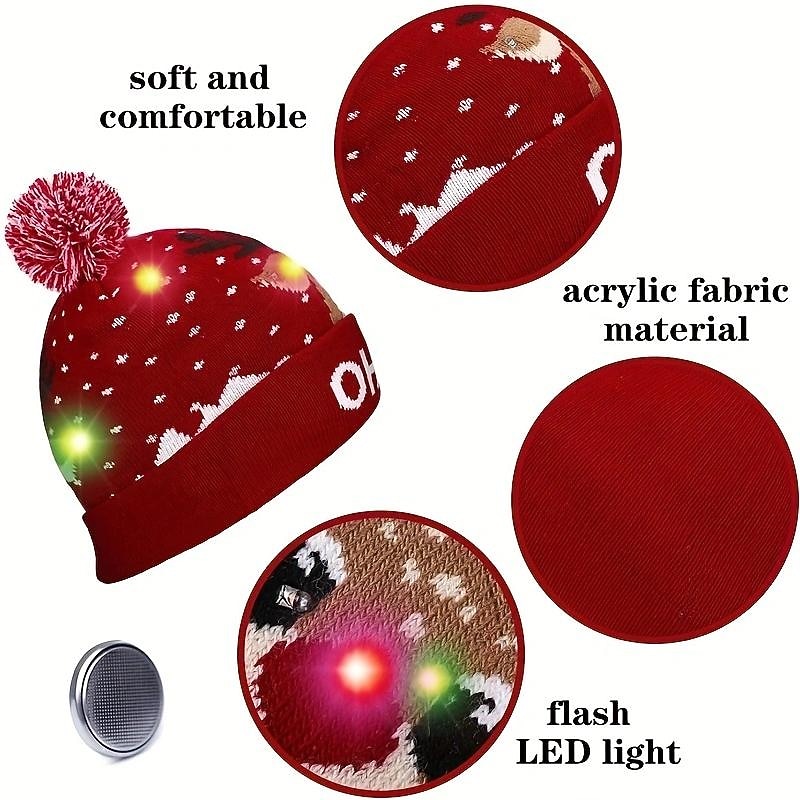 LED Christmas Hat Light Up Christmas Hat Unisex Knitted Beanie Holiday Hat Santa Claus Christmas Gifts Decoration 2026 - $15.99 –P3