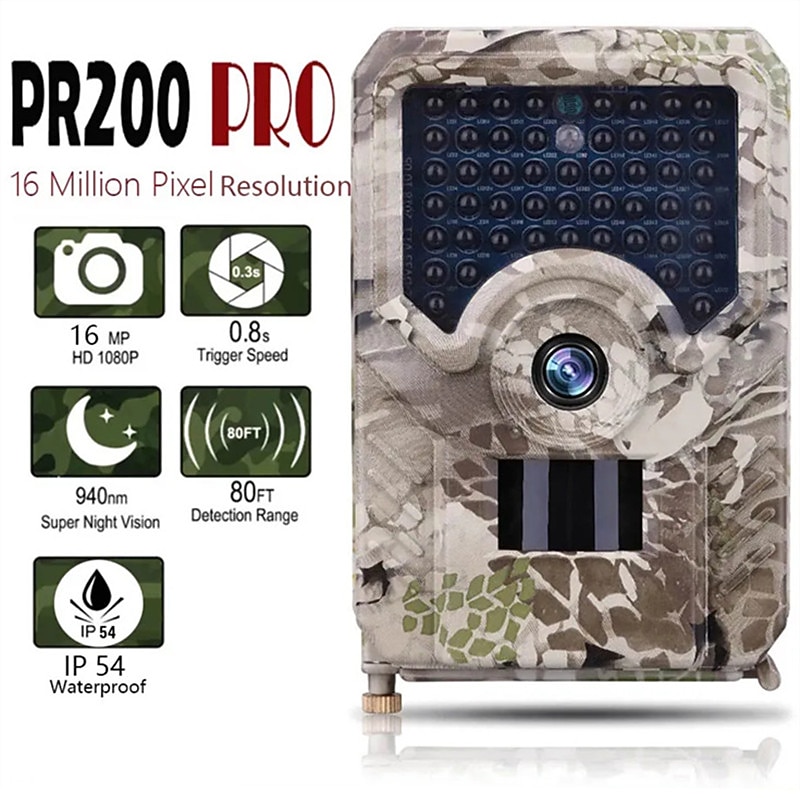 pr200 pro 12-мегапиксельная камера слежения 940 нм светодиодная ИК-камера для охоты ip54 водонепроницаемая фотоловушка ночного видения для разведки дикой природы 2026 - $58.99 –P1