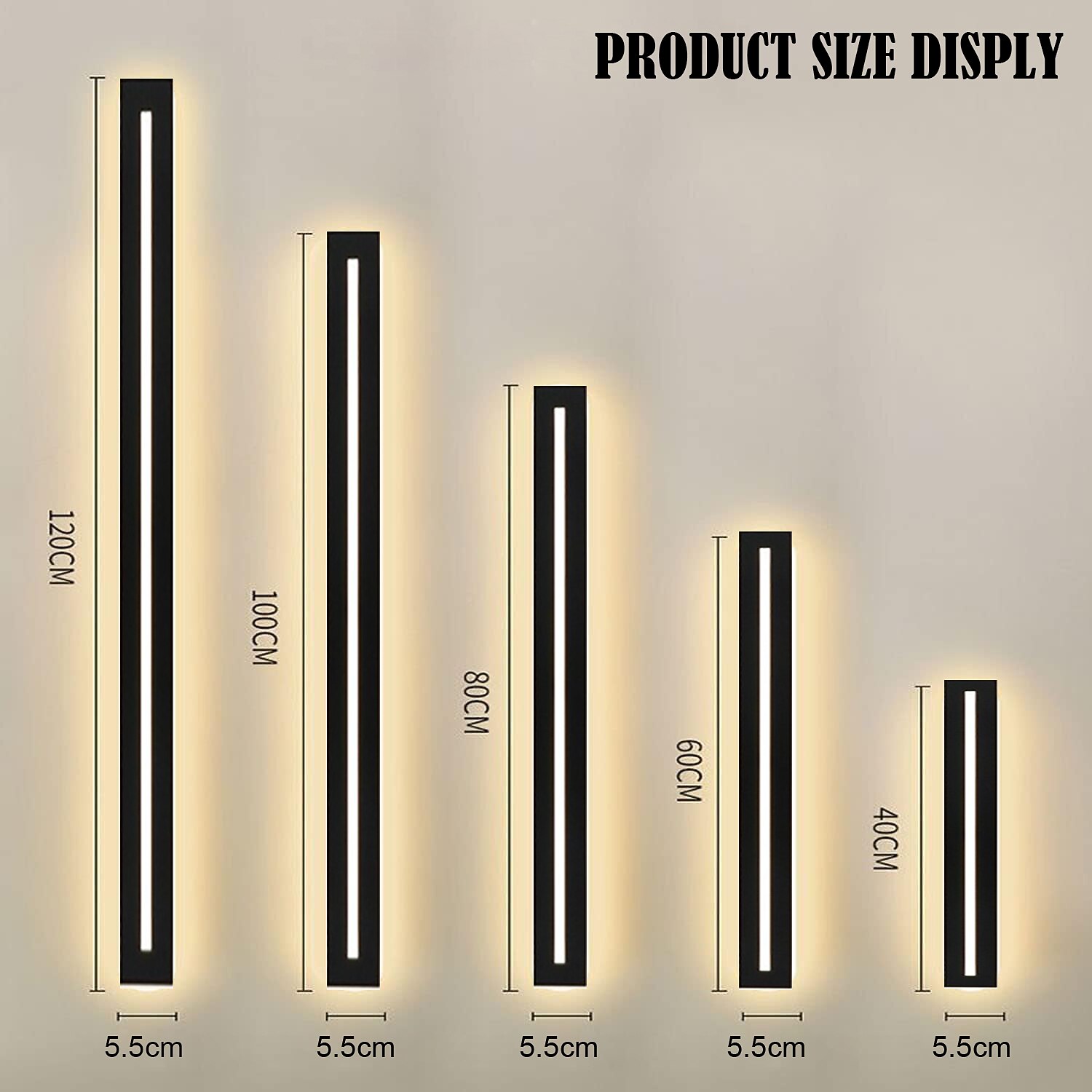 Modern LED Wall Light, Indoor/Outdoor IP65 Waterproof Garden Light40/60/80/100/120cm Black Long Stripe Wall Light, Terrace Corridor Bedroom Living Room Wall Light 110-240V 2026 - $66.99 –P1