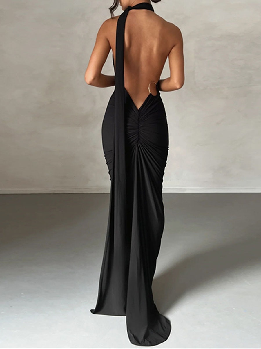 Femme robe blanche robe noire Robe de bal Ruché Dos Nu Une Epaule Sans Manches robe demoiselle d honneur Occasion spéciale Noir Blanche Printemps Hiver de 2025 ? $33.99 –P3