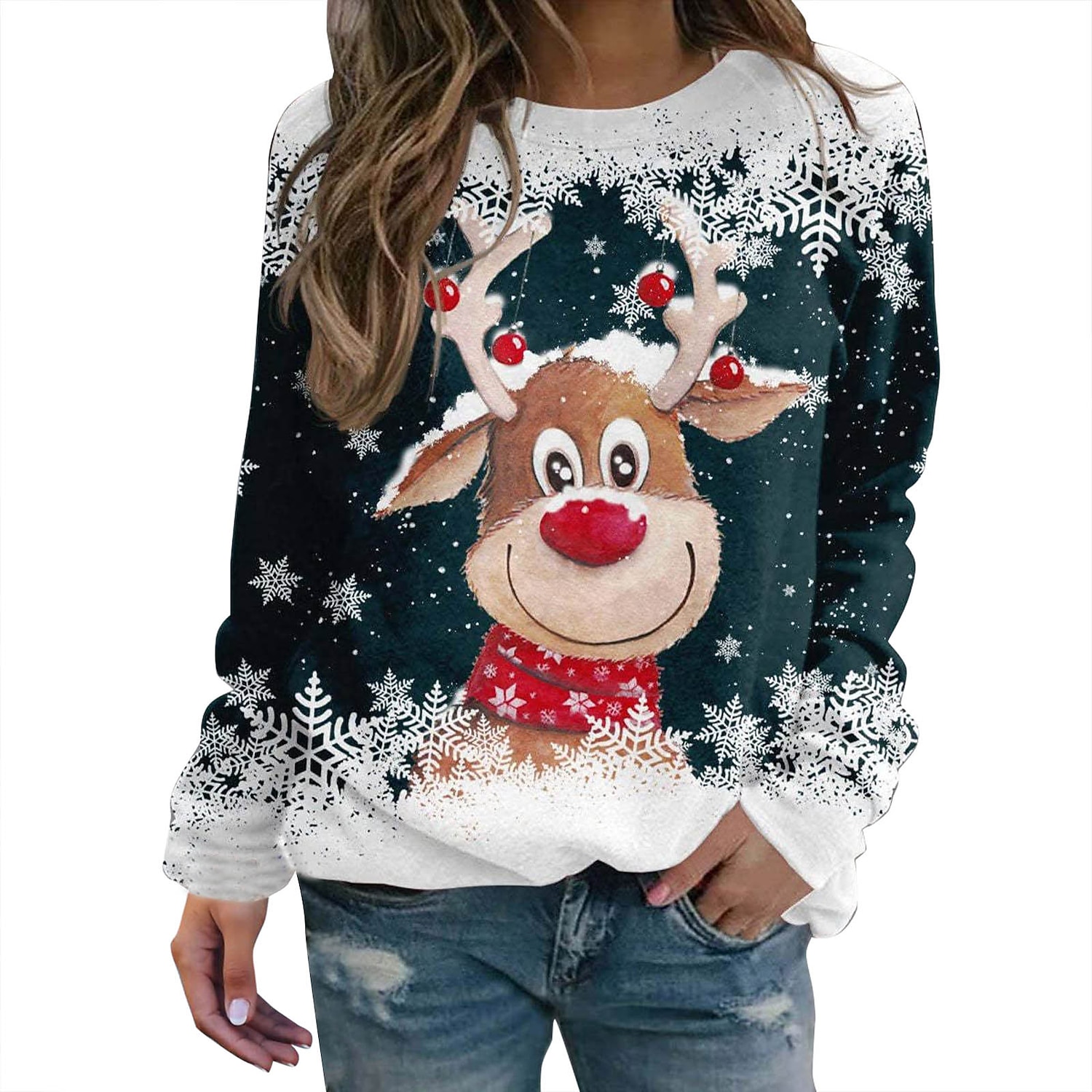 Navidad Reno Sudadera Pullover Sudadera navideña divertida Impresión 3D Estampado Gráfico Para Pareja Hombre Mujer Adulto Navidad Carnaval Mascarada Impresión 3D Fiesta Festival 2025 - $24.99 –P3