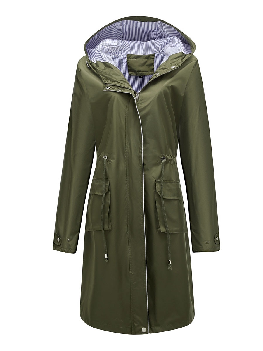 Dam Trenchcoat Utomhus Gata Dagligen Höst Vinter Lång Täcka Normal Regnsäker Håller värmen Andningsfunktion Stylish Nutida Ledigt Jacka Långärmad Slät Snörning Med fickor Svart Gul Vin 2025 - $62.99 –P18