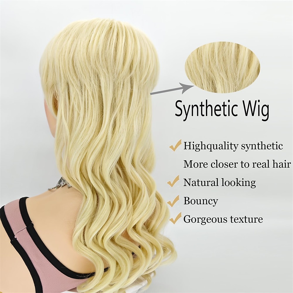 Daily Use 20inch Body Wave Synthetic Heat Resistant Hair Replacement Wigs Halloween Cosplay Wig 80s90s Mullet Wigs for Women Mullet Pixie Cut Wig With Bangs Christmas Party Wigs 2025 - $31.99 –P4