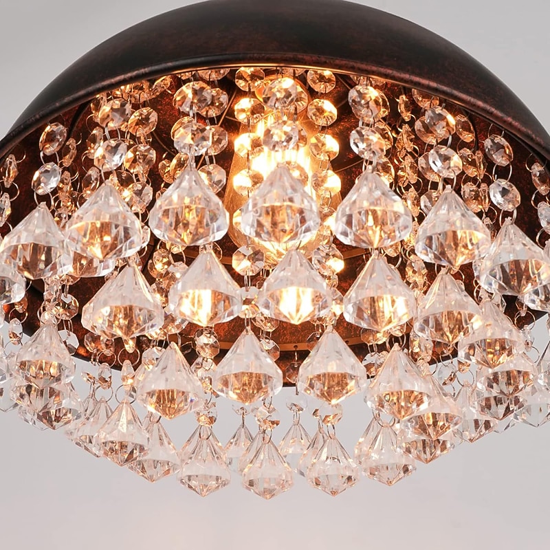 Подвесная люстра с маленькими блестящими хрустальными бусинами, кованое железо, ретро-индустриальный стиль, с одной регулируемой цепочкой, черный 110-240В 2026 - $172.99 –P3