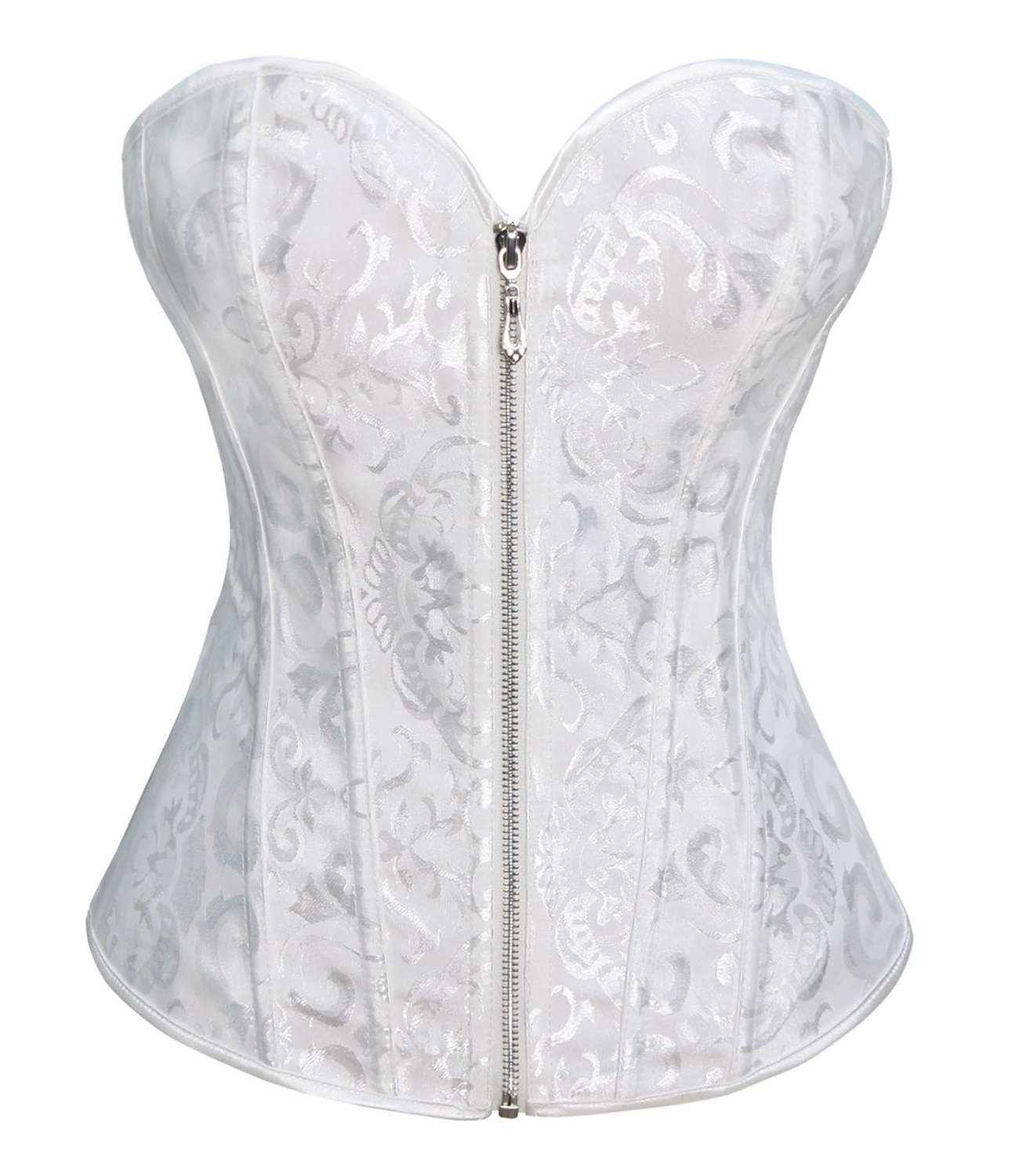white christmas dresses Solana Corset – Elegant Strapless Satin Bridal Corset with Boning, Lace-Up  Back, and Basque Waist – Boom Blush main image 1