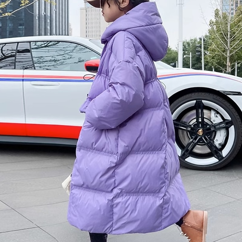 Kids Girls' Down Coat Kids Puffer Jacket Active Pocket School Coat Outerwear 4-13 Years Winter Black Purple 2025 - $48.99 –P6